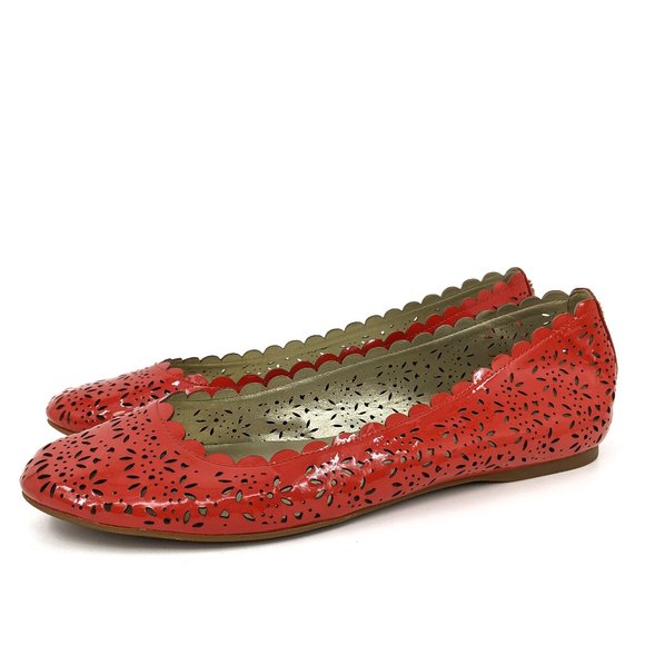 Coach Carsin Red Patent Leather Eyelet Ballet Flat